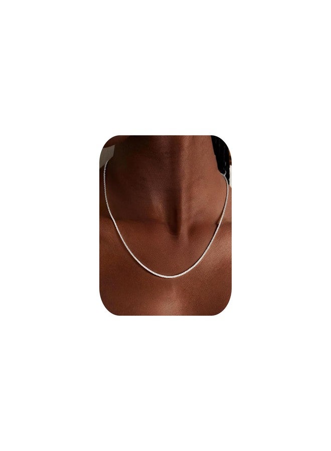 Treasure Bender S925 Sterling Silver Chain Necklace for Women - 0.8mm Sterling Silver Sparkly Chain Necklace Thick Sturdy Colourfast Necklaces Jewelry for Women 18 Inch - Image 1